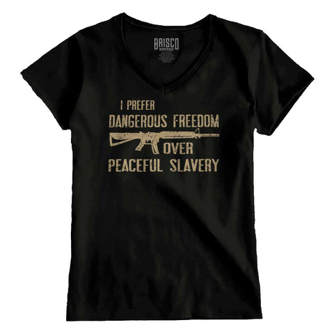 Black|Peaceful Slavery Junior Fit V-Neck T-Shirt|Tactical Tees