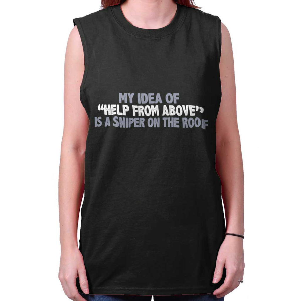 Black|Help From Above Sleeveless T-Shirt|Tactical Tees