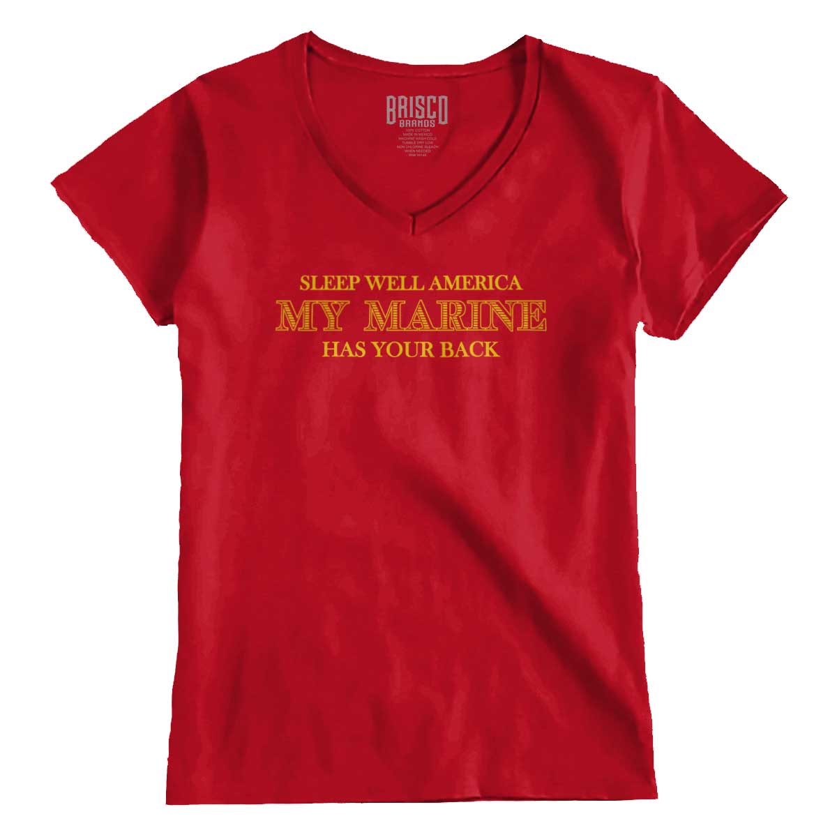 CherryRed1|This Marine Has Your Back Junior Fit V-Neck T-Shirt|Tactical Tees