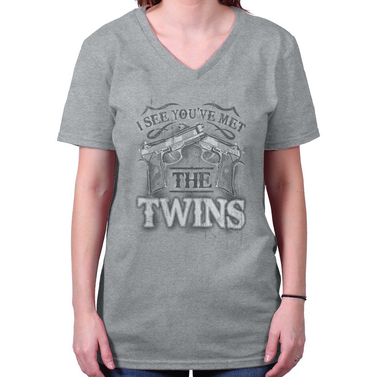 SportGrey|I See Youve Met The Twins V-Neck T-Shirt|Tactical Tees