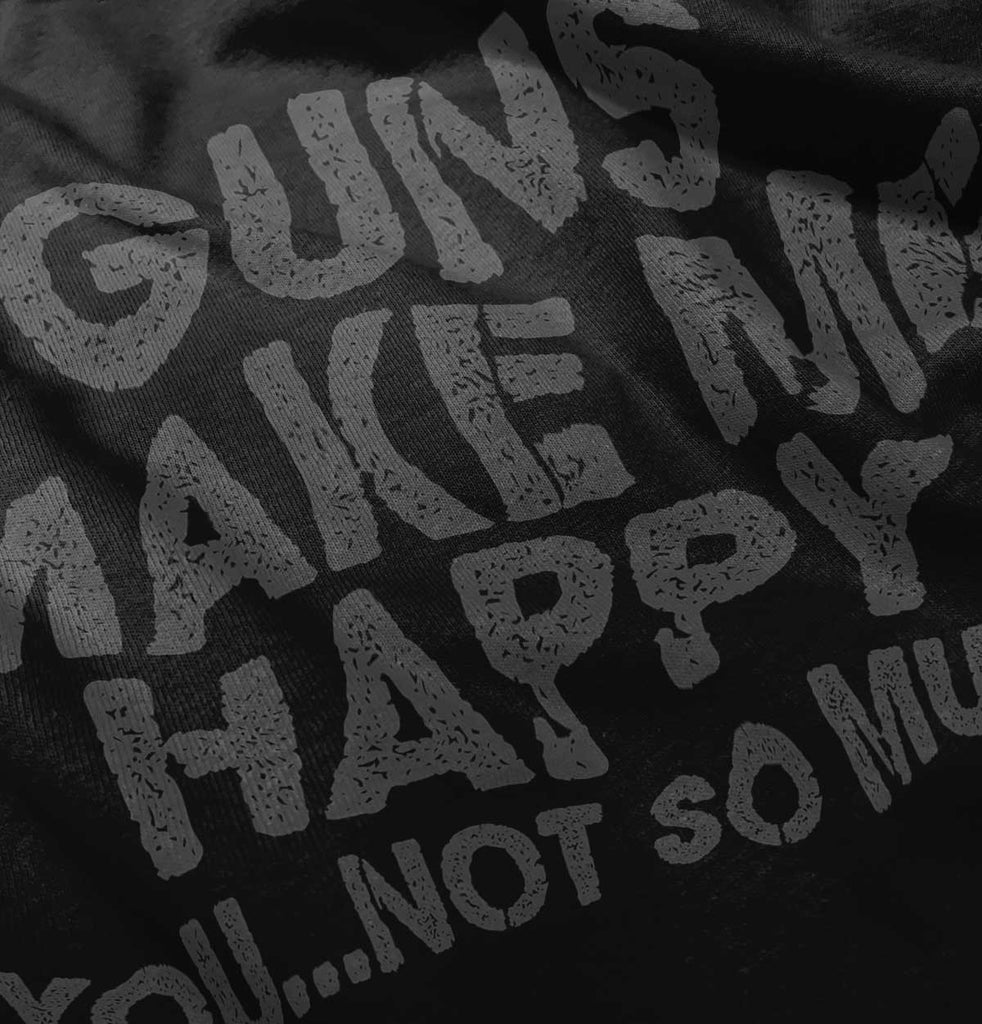 Black|Guns Make Me Happy Junior Fit V-Neck T-Shirt|Tactical Tees