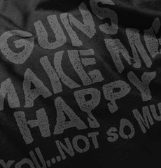 Black|Guns Make Me Happy Junior Fit V-Neck T-Shirt|Tactical Tees