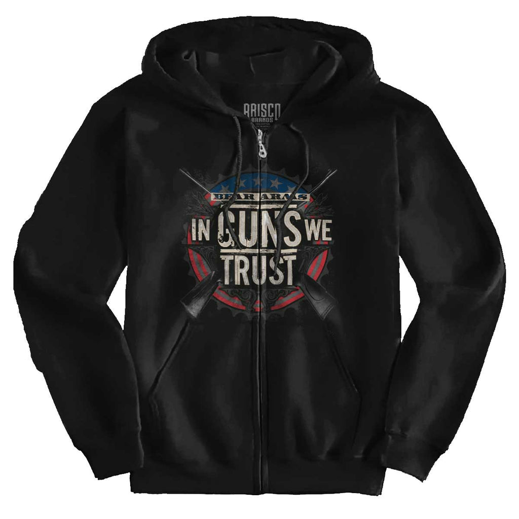 Black1|In Guns We Trust Zip Hoodie|Tactical Tees