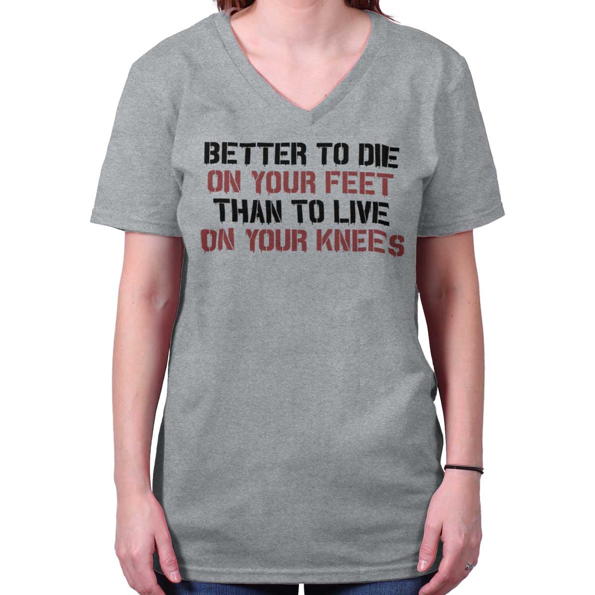 SportGrey|Die on Your Feet V-Neck T-Shirt|Tactical Tees