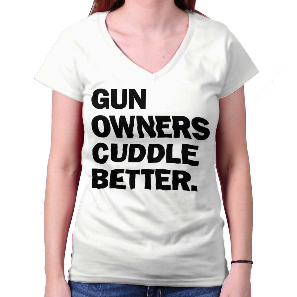 White|Cuddle Better Junior Fit V-Neck T-Shirt|Tactical Tees