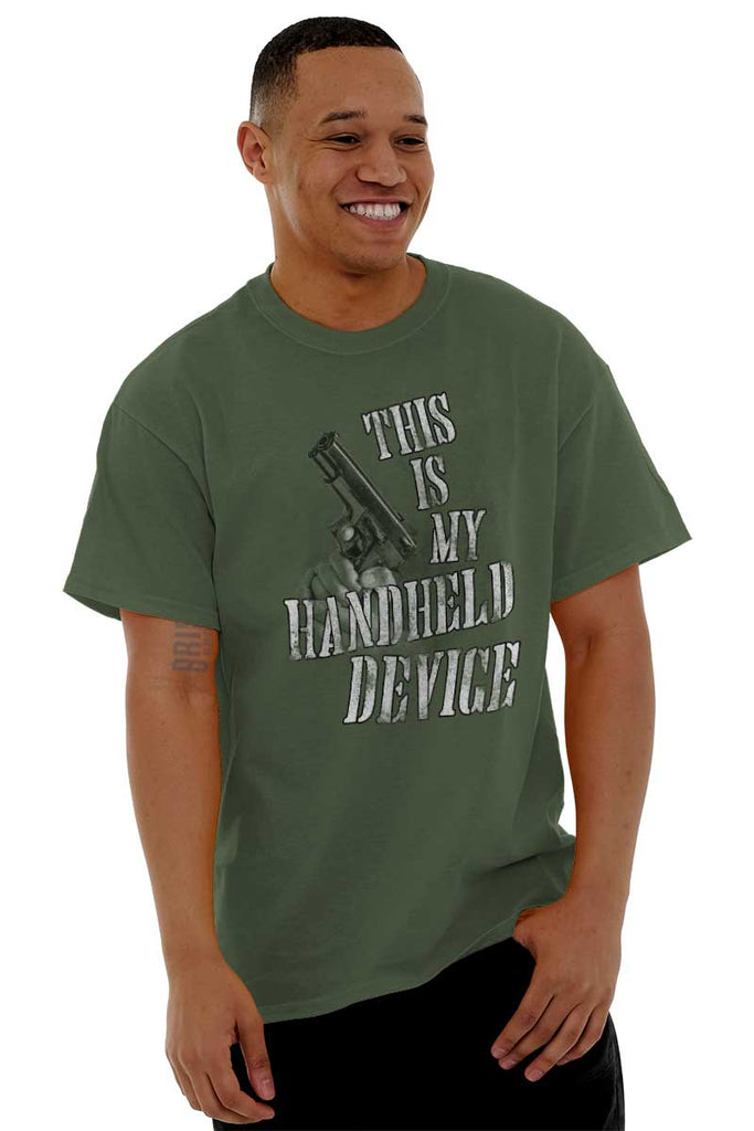Male_MilitaryGreen1|Handheld Device T-Shirt|Tactical Tees
