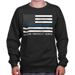 Black|Blue Lives Matter Honor Crewneck Sweatshirt|Tactical Tees
