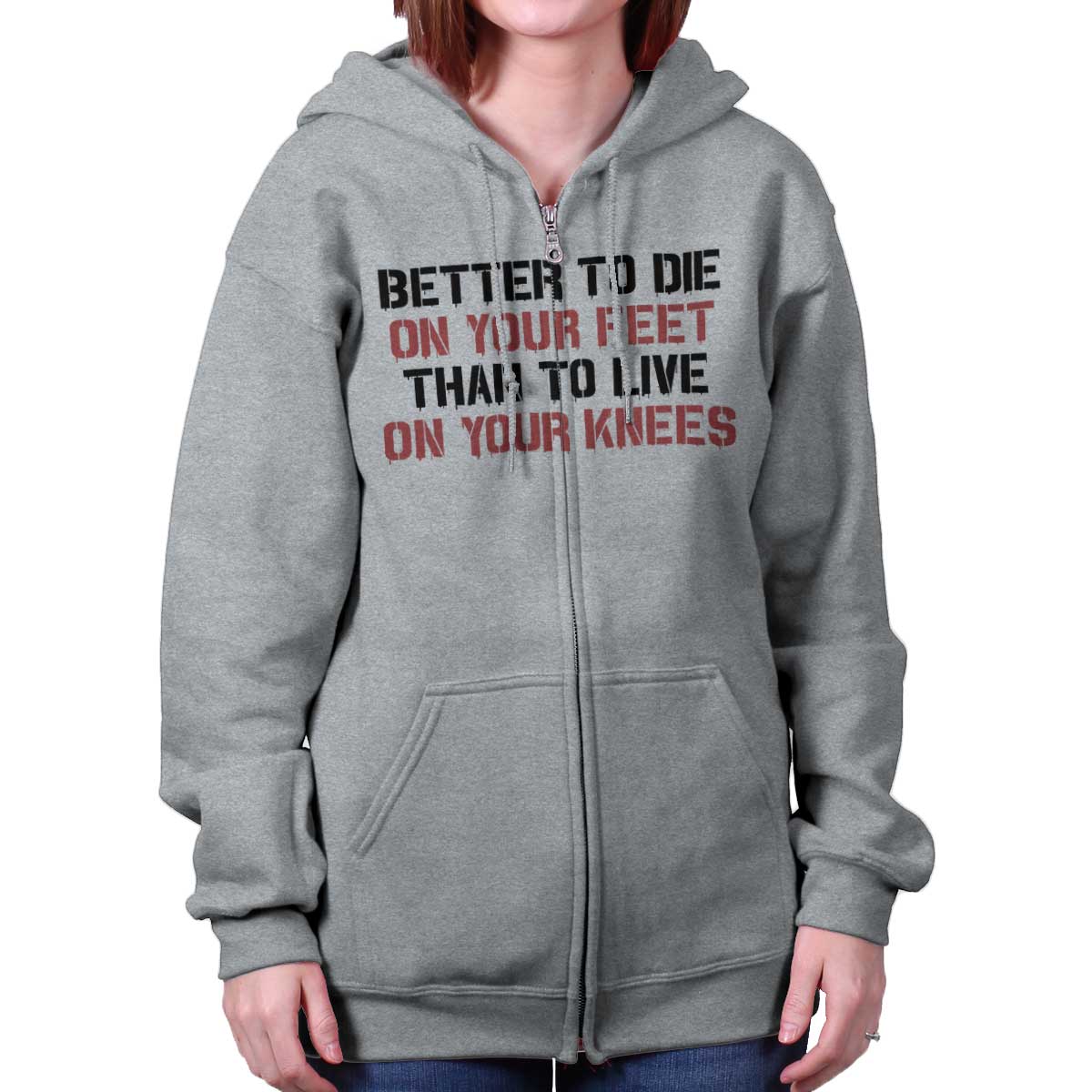 SportGrey|Die on Your Feet Zip Hoodie|Tactical Tees