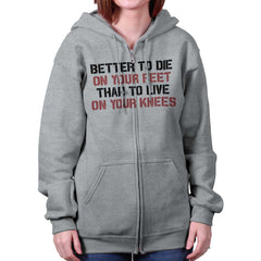SportGrey|Die on Your Feet Zip Hoodie|Tactical Tees