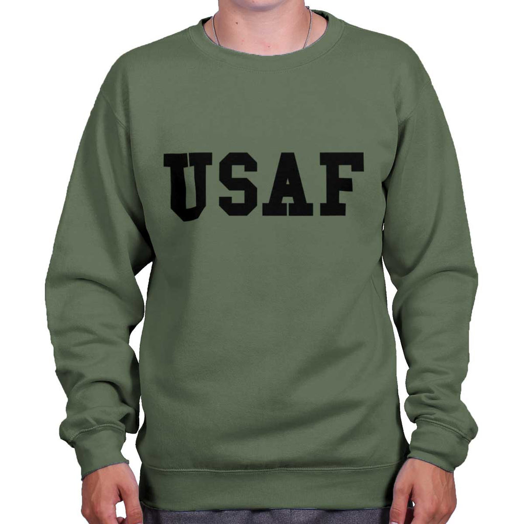 MilitaryGreen|USAF Logo Crewneck Sweatshirt|Tactical Tees