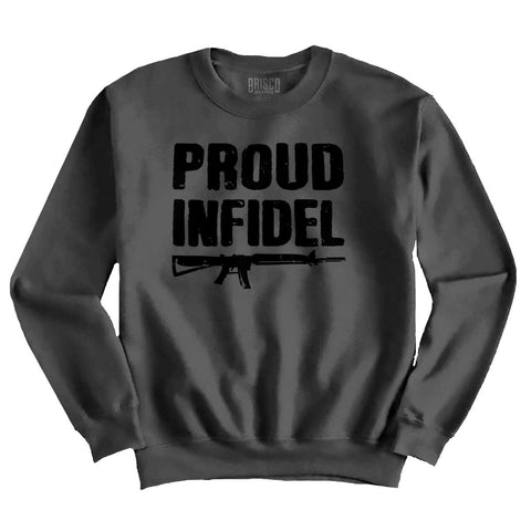 Charcoal|Proud Infidel Crewneck Sweatshirt|Tactical Tees