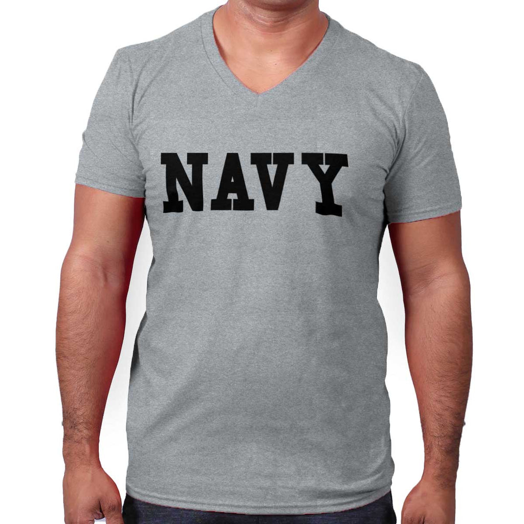 SportGrey|Navy Logo V-Neck T-Shirt|Tactical Tees