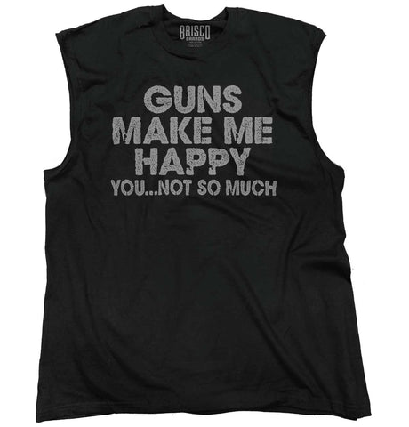 Black|Guns Make Me Happy Sleeveless T-Shirt|Tactical Tees