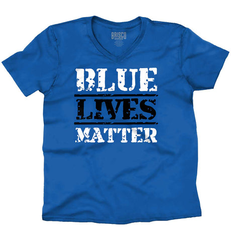 Royal|Blue Lives Matter Bold V-Neck T-Shirt|Tactical Tees