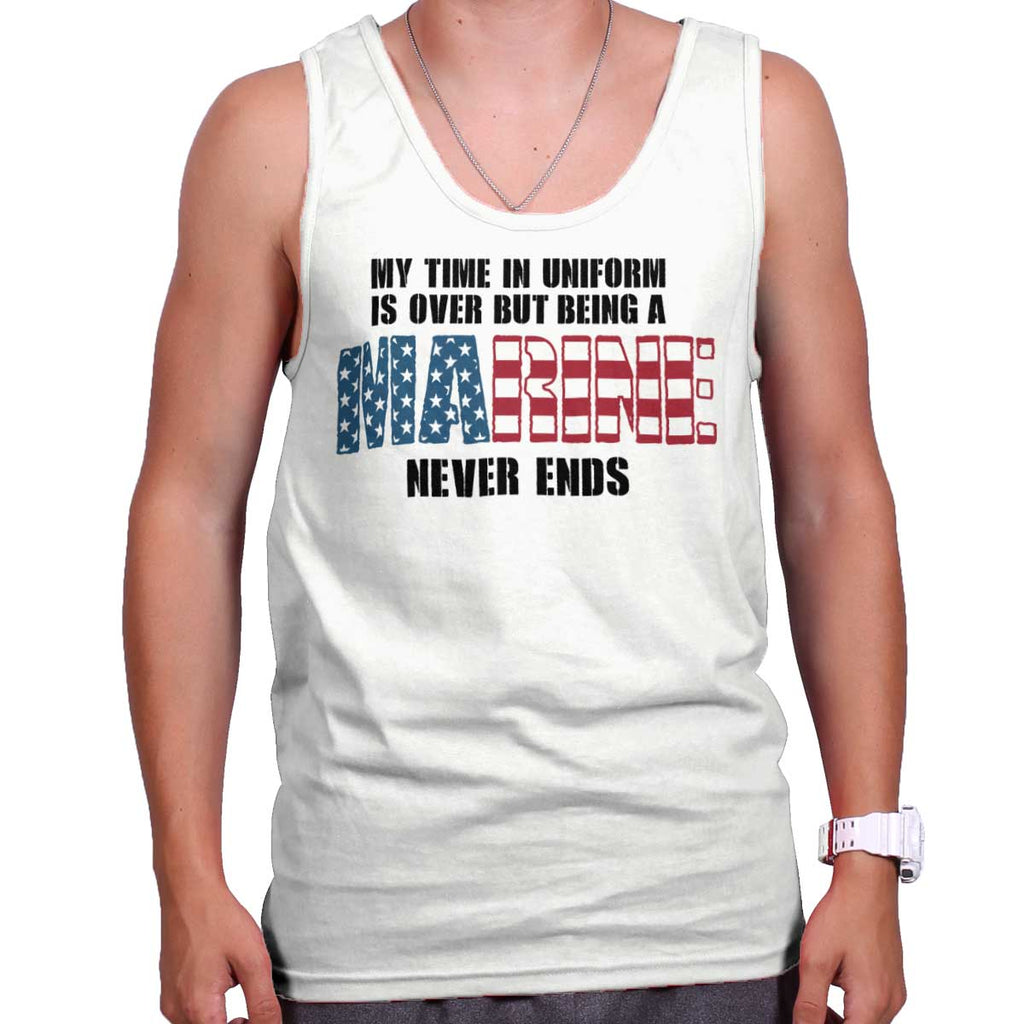 White|Marine Never Ends Tank Top|Tactical Tees