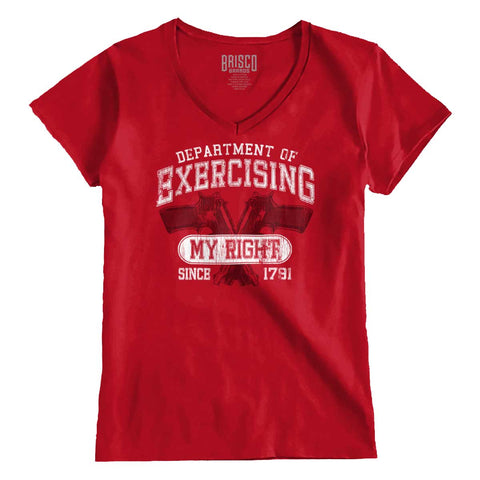 CherryRed|DepartMalet of Exercising My Right Junior Fit V-Neck T-Shirt|Tactical Tees