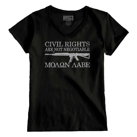 Black|Civil Rights Junior Fit V-Neck T-Shirt|Tactical Tees