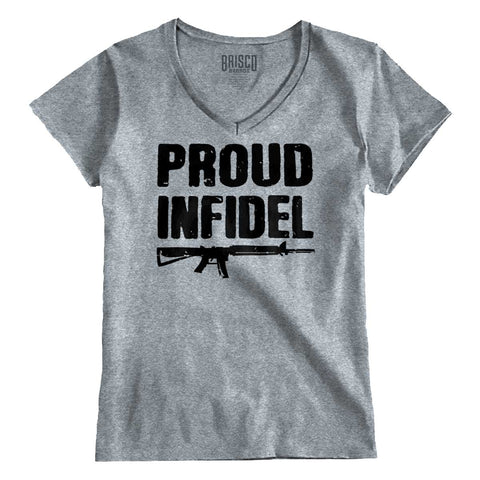 SportGrey|Proud Infidel Junior Fit V-Neck T-Shirt|Tactical Tees