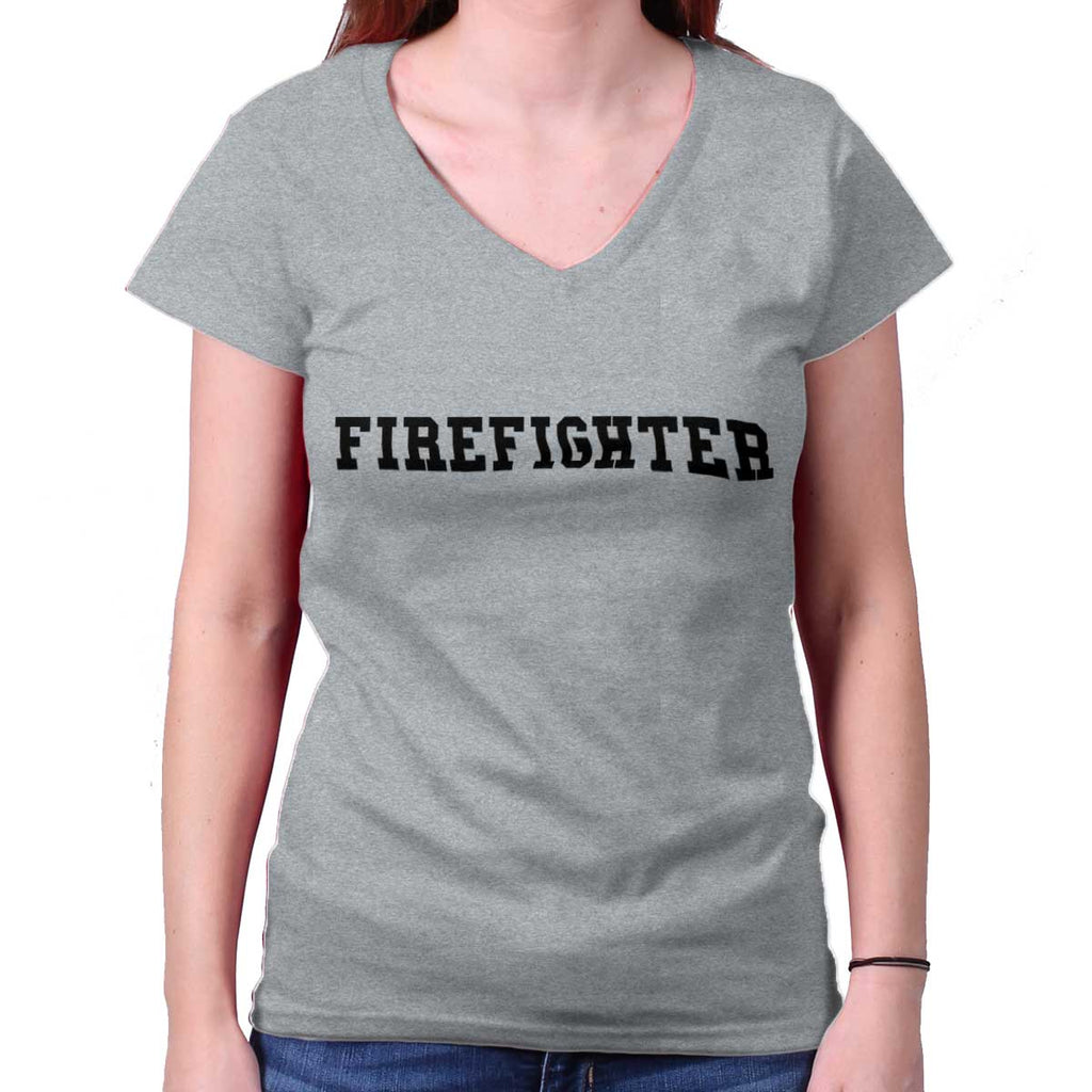 SportGrey|Firefighter Logo Junior Fitted V-Neck T-Shirt|Tactical Tees