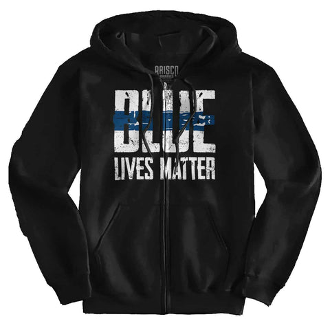 Black|Blue Lives Matter Line Zip Hoodie|Tactical Tees