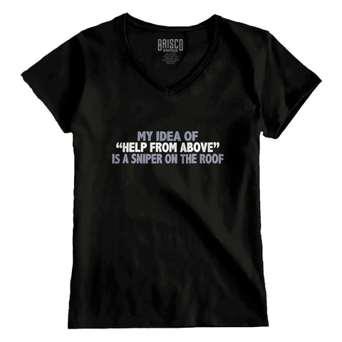 Black|Help From Above Junior Fit V-Neck T-Shirt|Tactical Tees