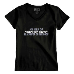 Black1|Help From Above Junior Fit V-Neck T-Shirt|Tactical Tees