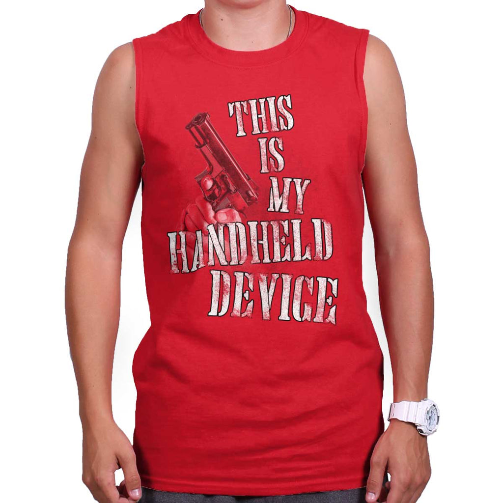 Red|Handheld Device Sleeveless T-Shirt|Tactical Tees