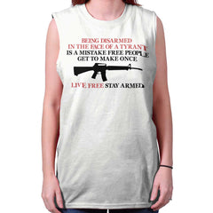 White|Live Free Stay Armed Sleeveless T-Shirt|Tactical Tees