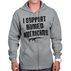 SportGrey|Support Armed Americans Zip Hoodie|Tactical Tees