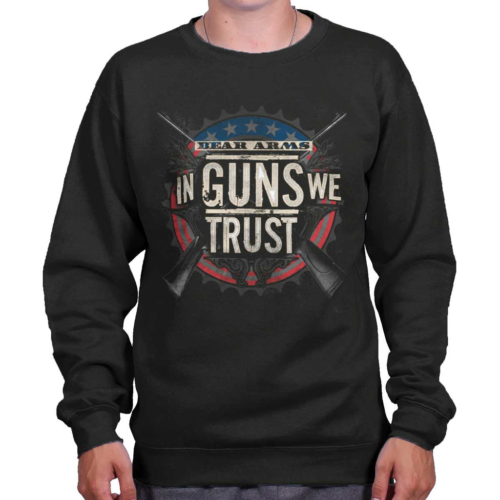 Black|In Guns We Trust Crewneck Sweatshirt|Tactical Tees