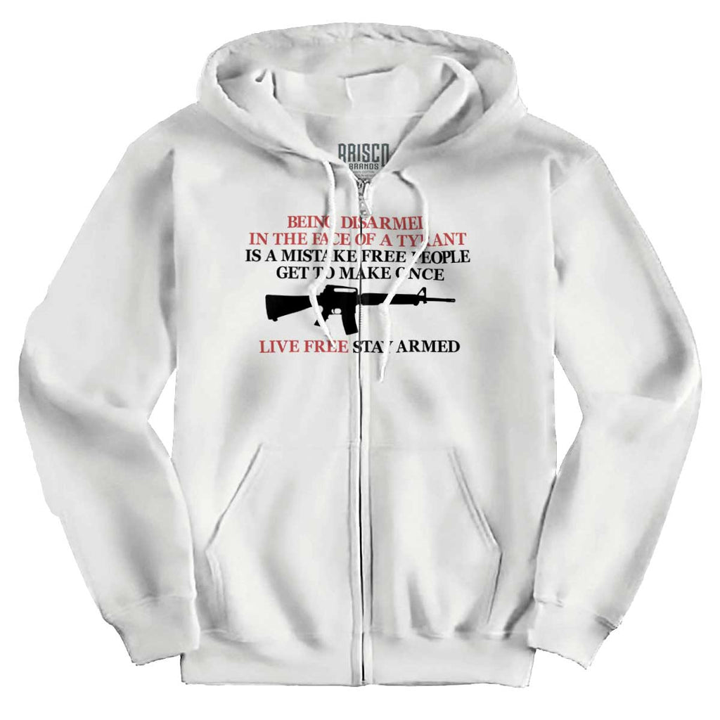 White1|Live Free Stay Armed Zip Hoodie|Tactical Tees
