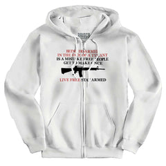 White1|Live Free Stay Armed Zip Hoodie|Tactical Tees