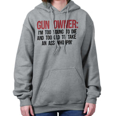 SportGrey|Gun Owner Too Young Hoodie|Tactical Tees