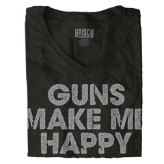 Black|Guns Make Me Happy Junior Fit V-Neck T-Shirt|Tactical Tees