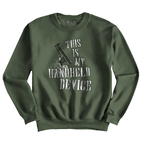 MilitaryGreen|Handheld Device Crewneck Sweatshirt|Tactical Tees