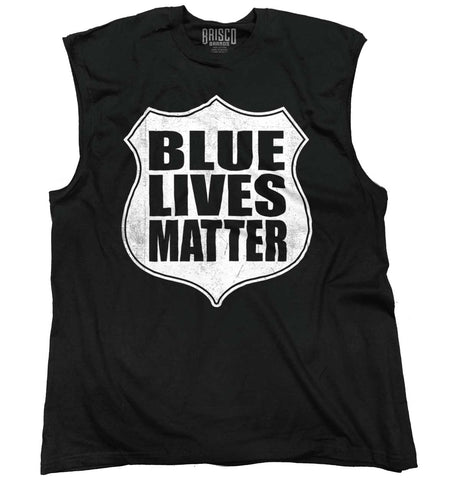 Black|Blue Lives Matter Shield Sleeveless T-Shirt|Tactical Tees