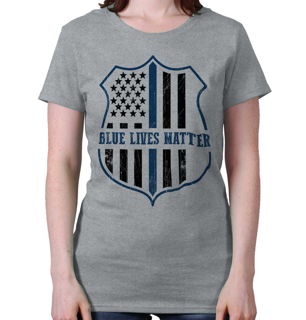 SportGrey|Blue Lives Matter Flag Ladies T-Shirt|Tactical Tees