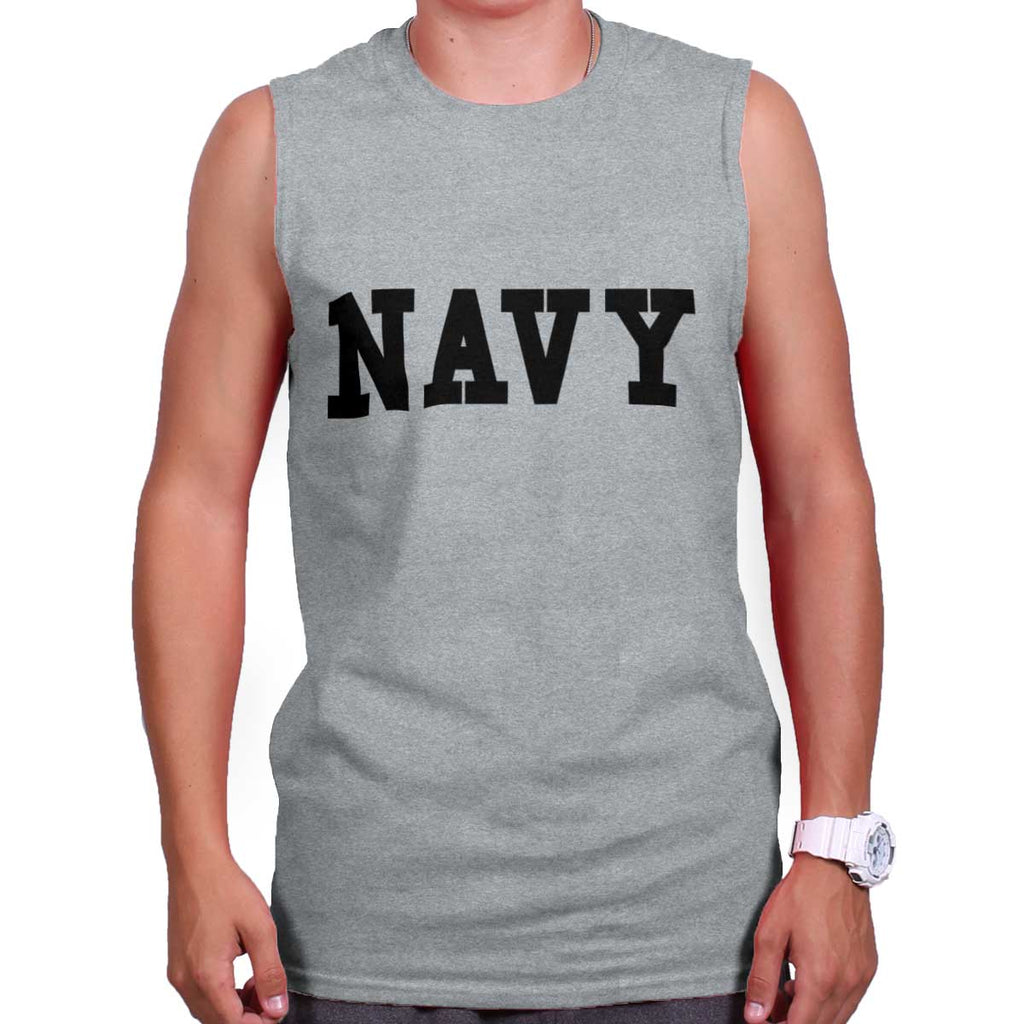 SportGrey|Navy Logo Sleeveless T-Shirt|Tactical Tees