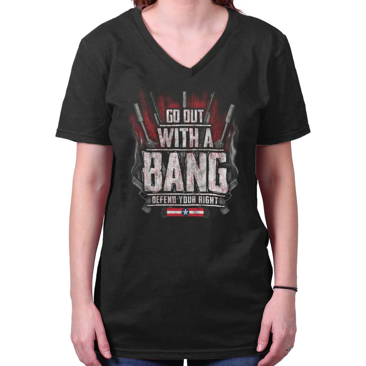Black|Go Out With A Bang V-Neck T-Shirt|Tactical Tees