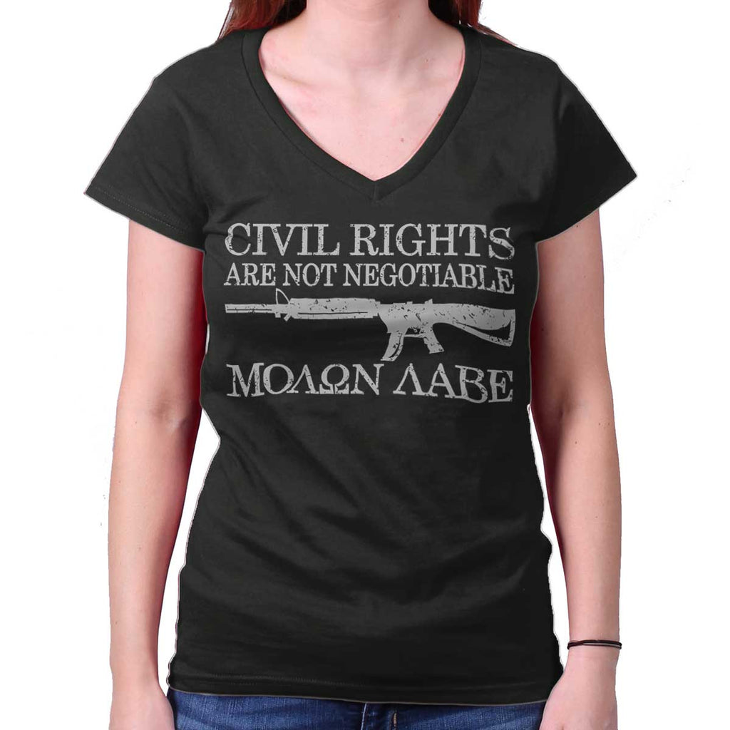 Black|Civil Rights Junior Fit V-Neck T-Shirt|Tactical Tees