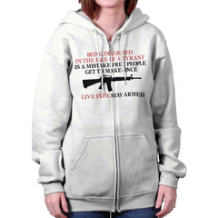 White|Live Free Stay Armed Zip Hoodie|Tactical Tees