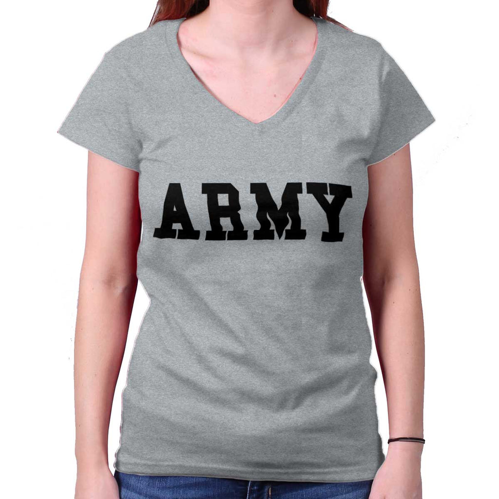 SportGrey|Army Logo Junior Fitted V-Neck T-Shirt|Tactical Tees