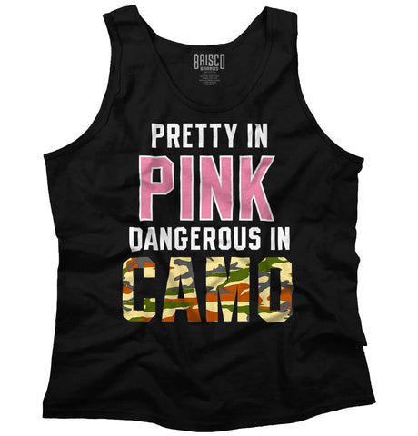 Black|Pretty in Pink Dangerous in Camo Tank Top|Tactical Tees