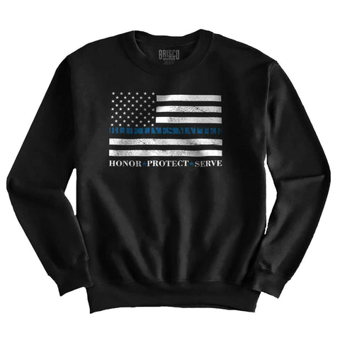 Black|Blue Lives Matter Honor Crewneck Sweatshirt|Tactical Tees