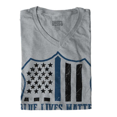 SportGrey|Blue Lives Matter Flag V-Neck T-Shirt|Tactical Tees