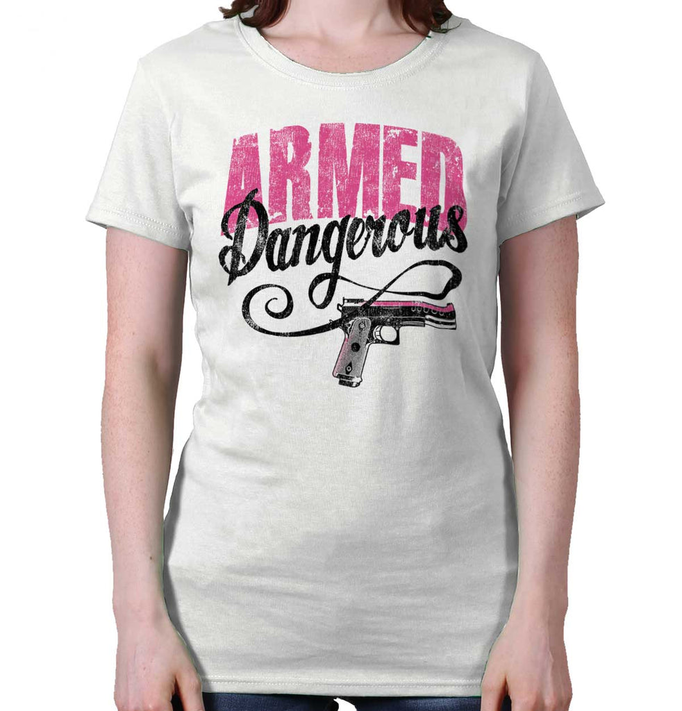 White|Armed & Dangerous Ladies T-Shirt|Tactical Tees