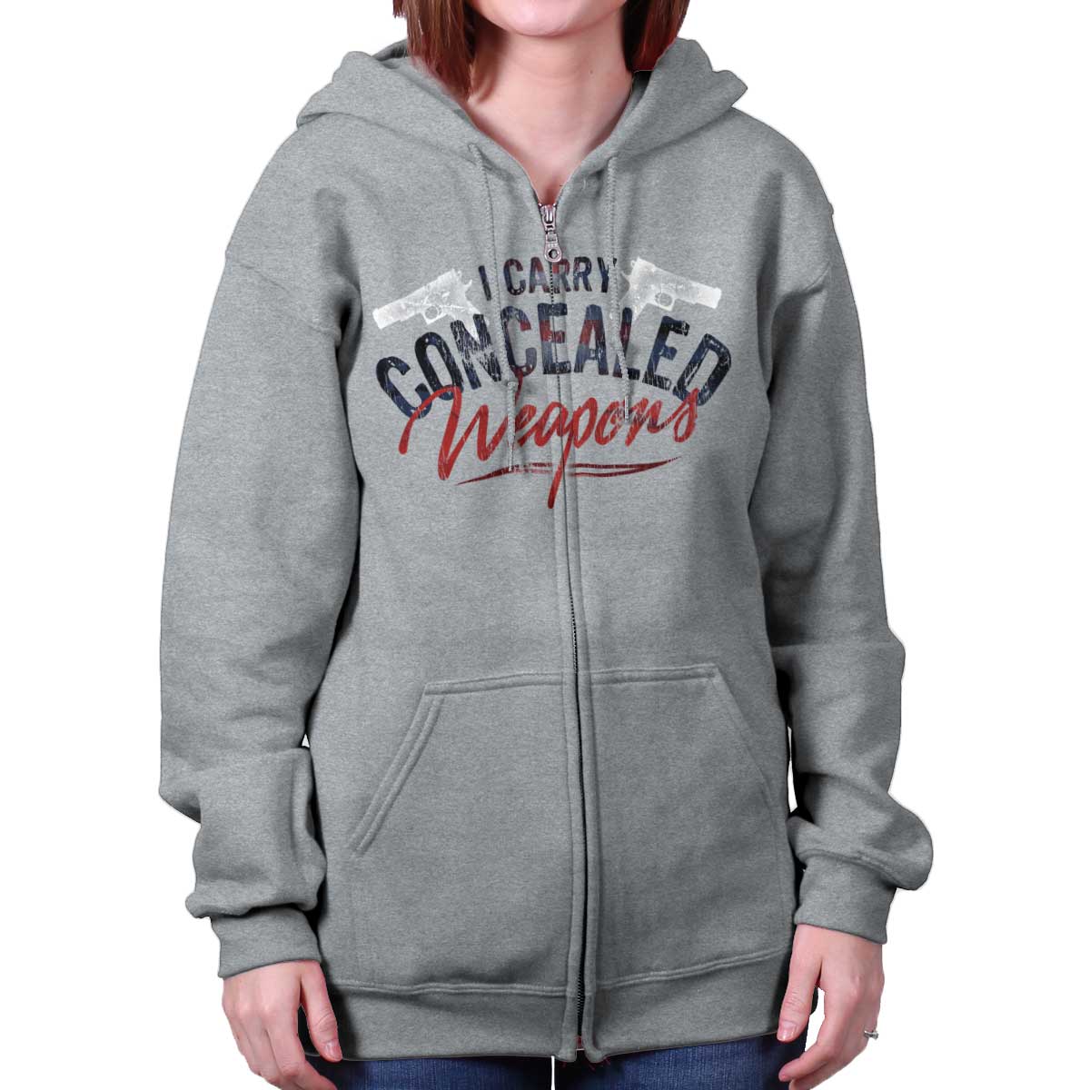 SportGrey|I Carry Concealed Weapons Zip Hoodie|Tactical Tees