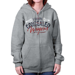 SportGrey|I Carry Concealed Weapons Zip Hoodie|Tactical Tees