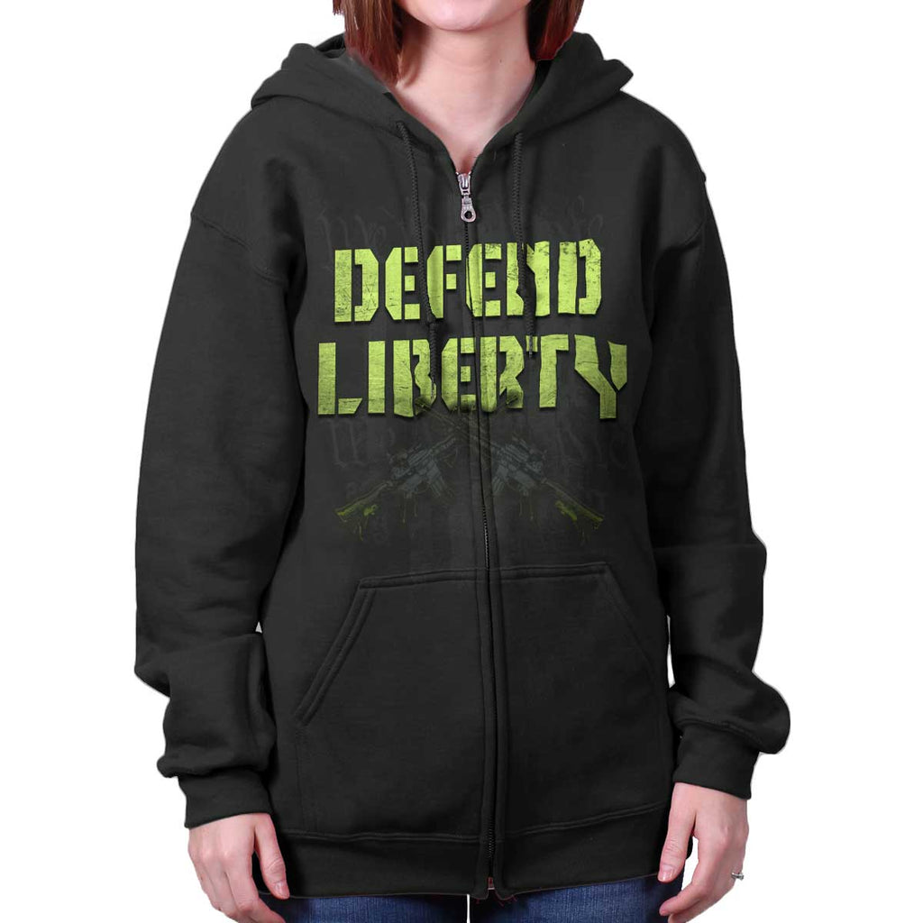 Black|Defend Liberty Zip Hoodie|Tactical Tees