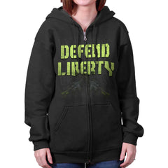 Black|Defend Liberty Zip Hoodie|Tactical Tees